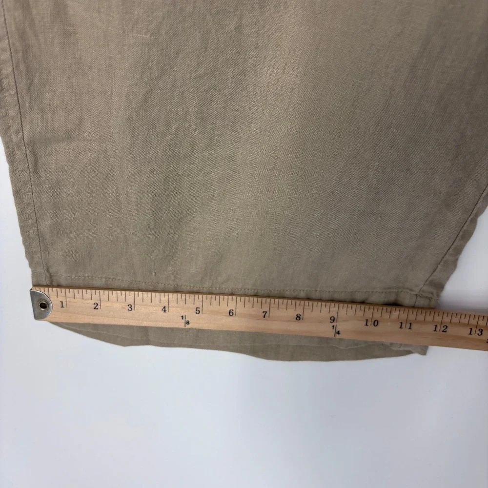 Everlane The Linen Way High Pants Womens 12  Tan European Linen Wide Leg Coastal